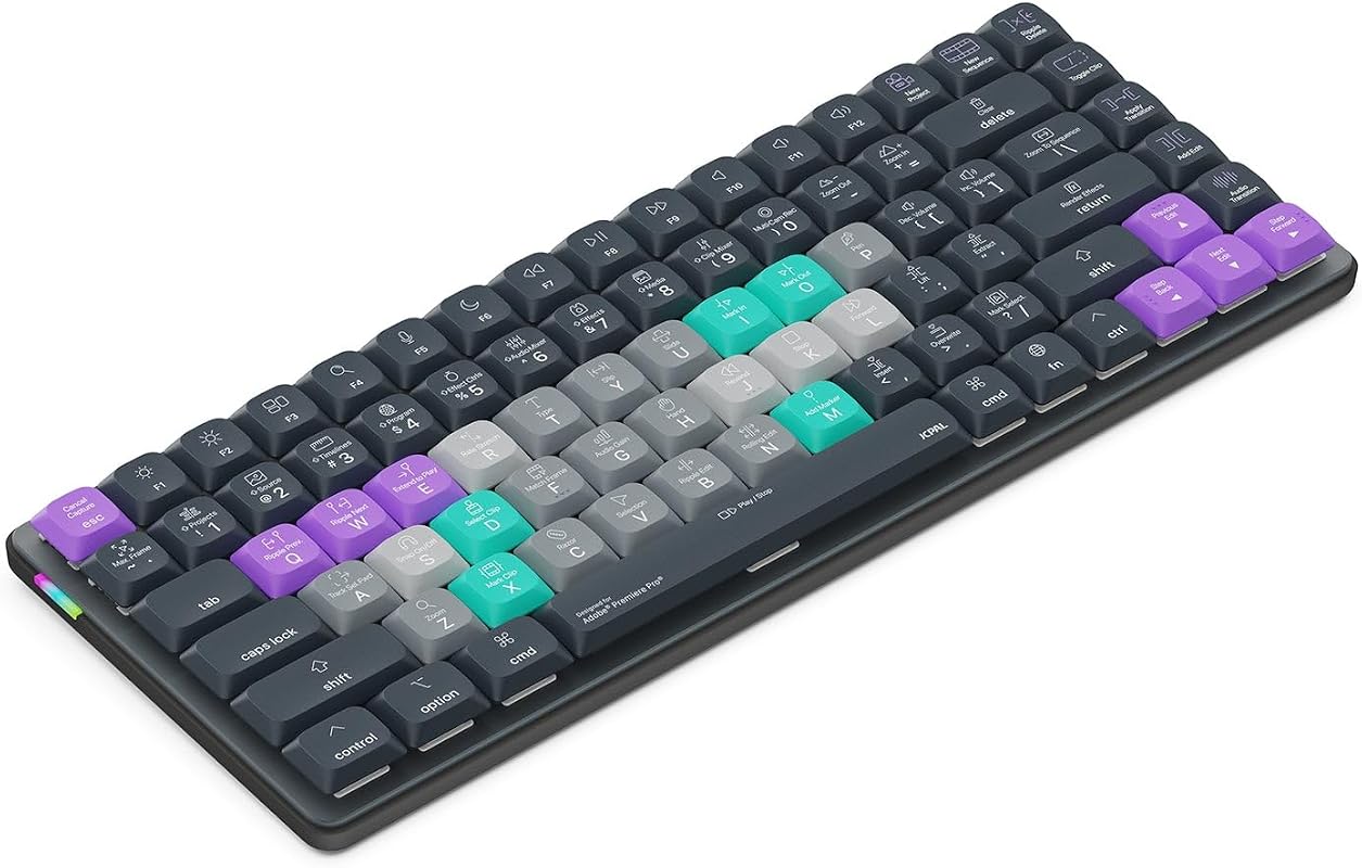 JCPAL Adobe Premiere Pro Wireless Shortcut Keyboard for Mac and PC wit