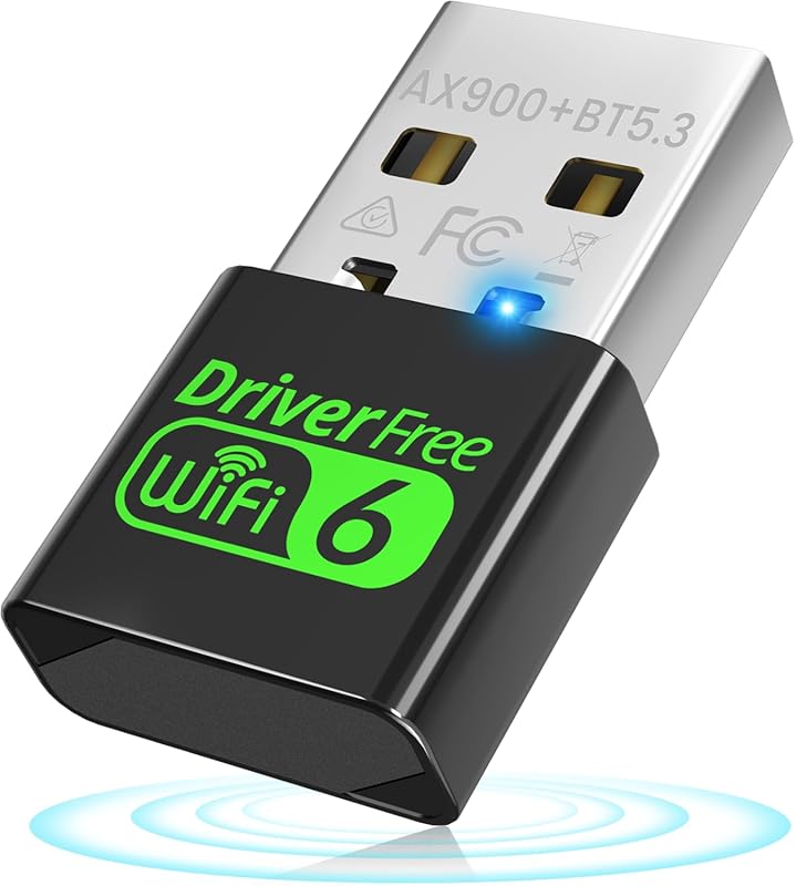 Nano USB Wi‑Fi 6 Adapter with Bluetooth 5.3, 900 Mbps Dual‑Band 2.4 GH