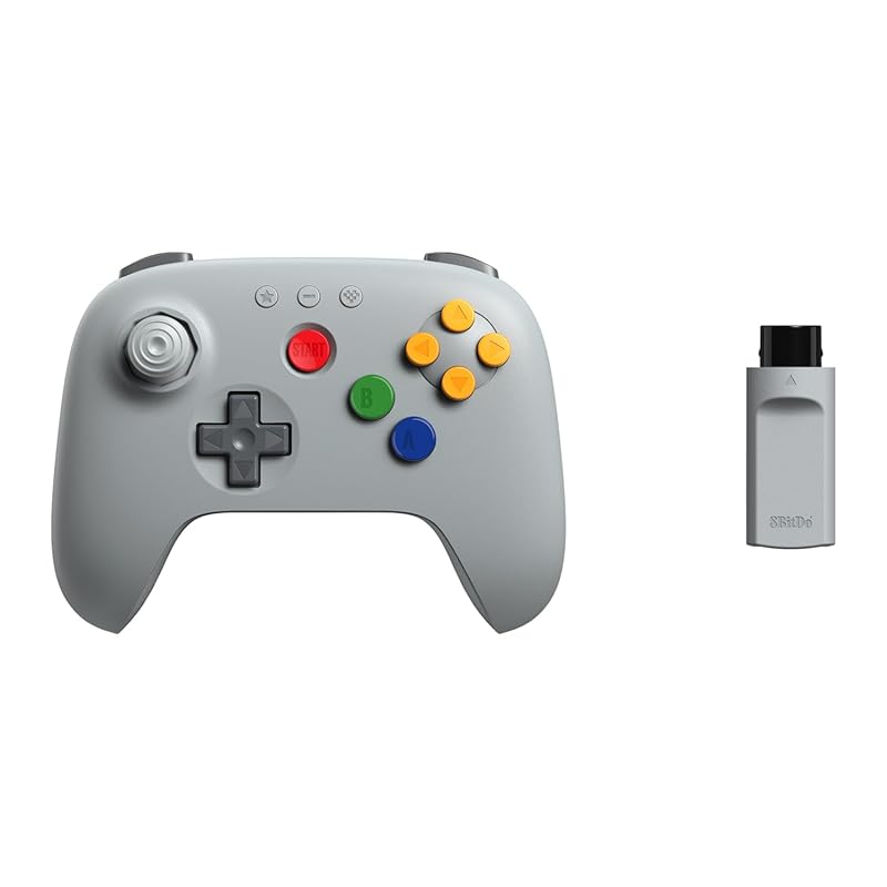 8BitDo 64 2.4 GHz Wireless Controller – Grey Gamepad for Original N64