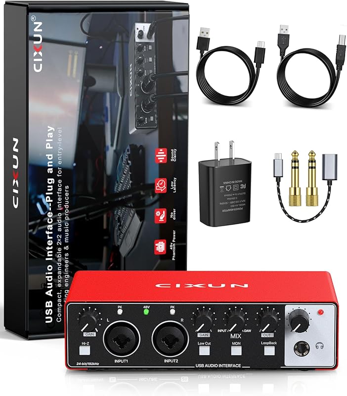 24‑bit/192kHz 2x2 USB‑C Audio Interface for PC/Mac – Dual TS/XLR Input