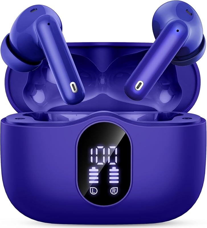 Bluetooth 5.4 Wireless Earbuds – Bass Stereo, Noise‑Cancelling Mic, LE