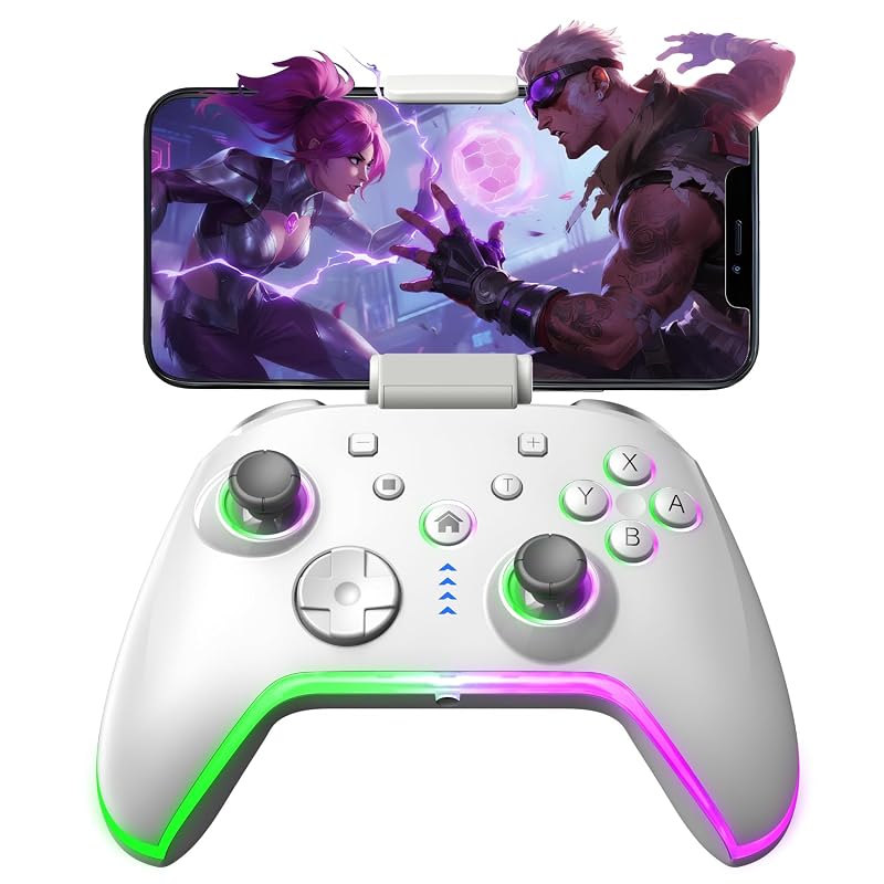 Bcofo Wireless Mobile Gaming Controller with RGB Lighting and Turbo fo