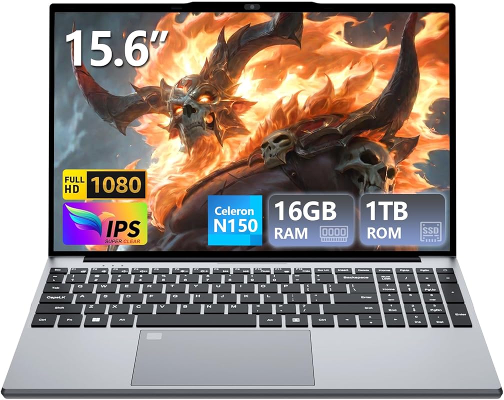 15.6 Inch Gaming Laptop with Twin Lake N150, 16GB DDR4, 1TB SSD, Backl