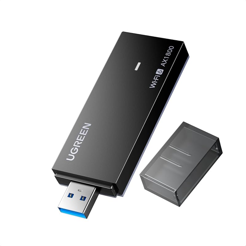 UGREEN AX1800 USB WiFi 6 Adapter, Dual‑Band 5GHz/2.4GHz, WPA3‑SAE, Opt