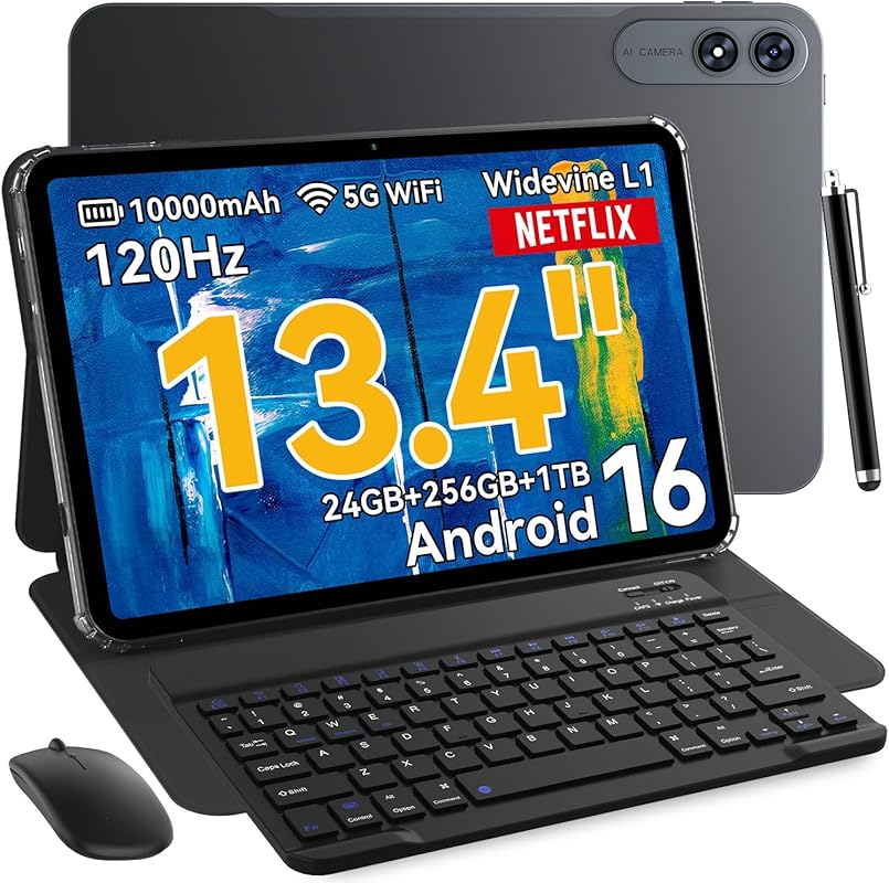 Gemini AI 13.4‑Inch Android 16 2‑in‑1 Tablet PC with Keyboard & Pen
