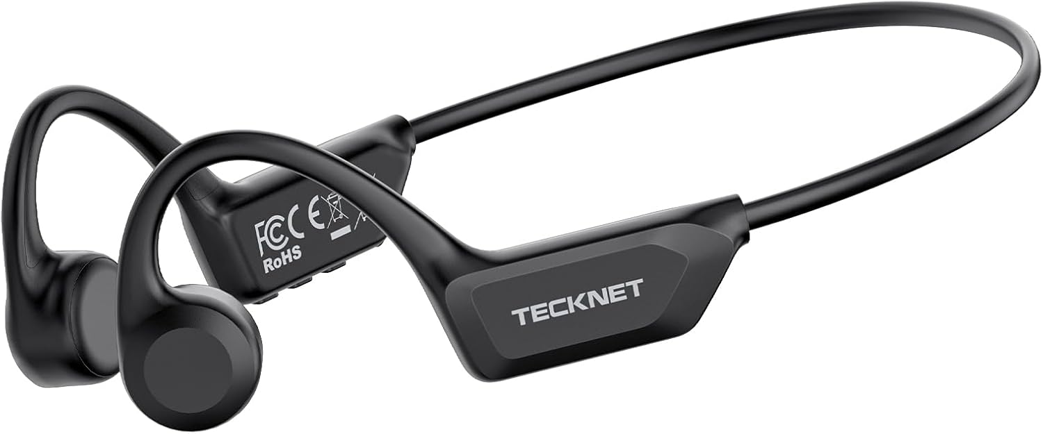 TECKNET Bone Conduction Bluetooth V6.0 Headphones, Open‑Ear, 10‑Hour P
