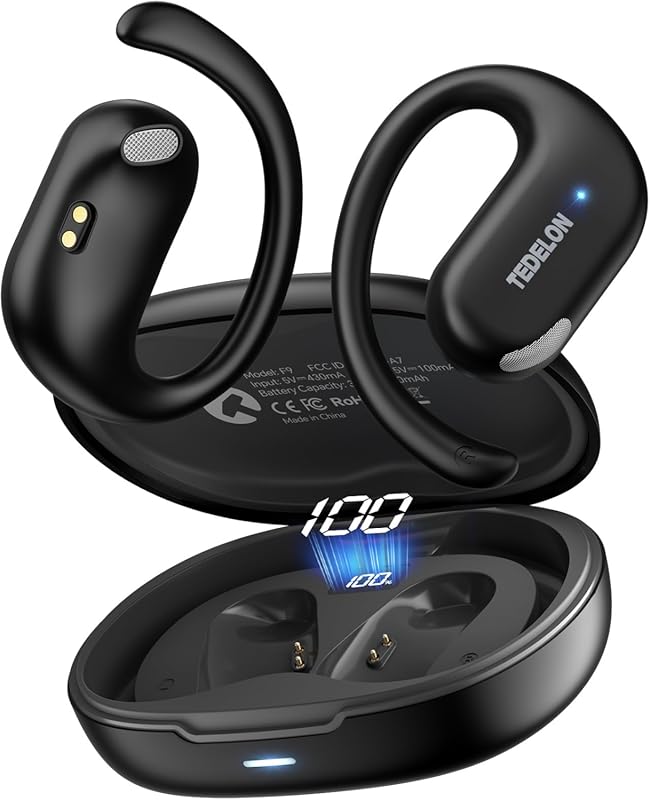 Open Ear Bluetooth 5.4 Sport Headphones – 50 Hour Battery, 16.2 mm Dri