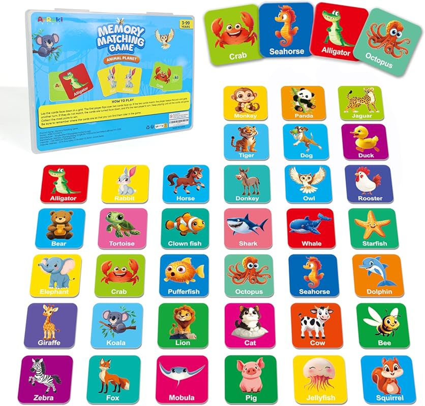 72‑Piece Animal Memory Match Game – Colorful Card Set Boosts Memory Sk