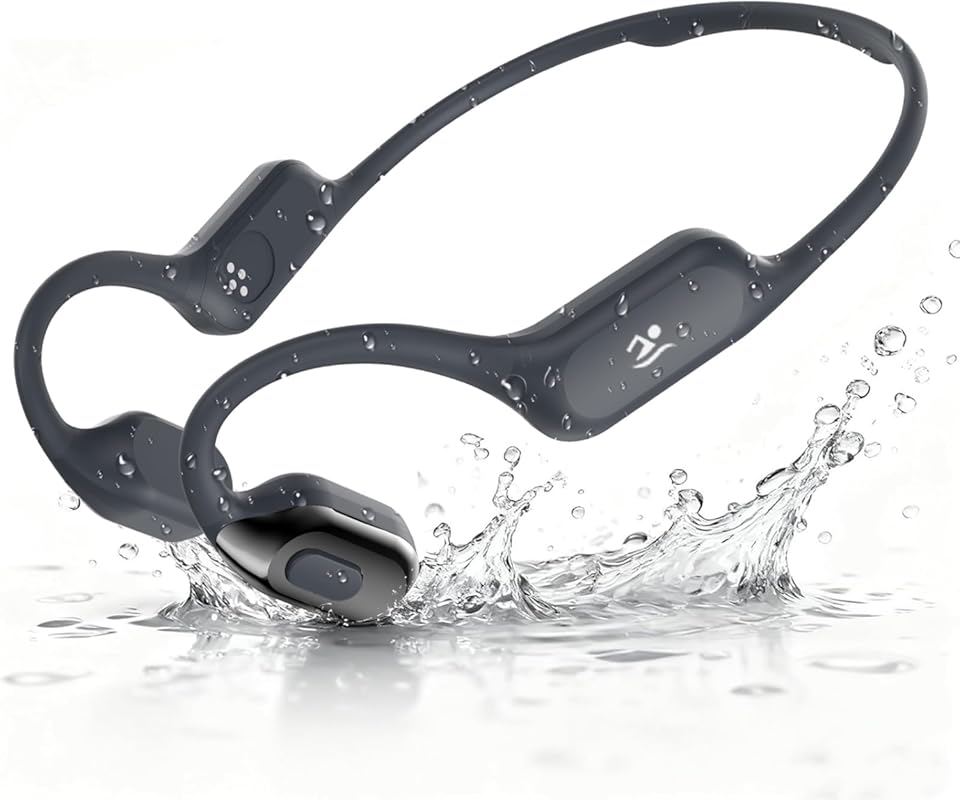IPX8 Waterproof Bone Conduction Swimming Headphones with Safelight, 32