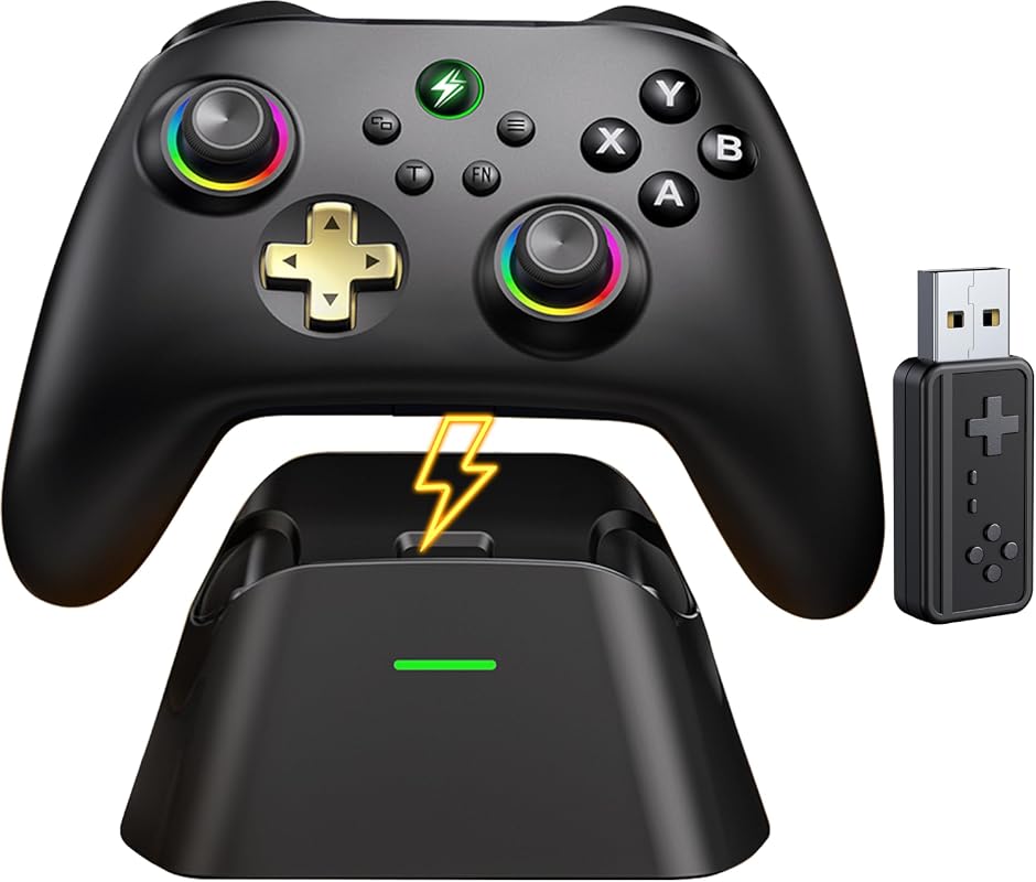 GAMSINGY Wireless PC Controller with Charging Dock Hall Effect Joystic