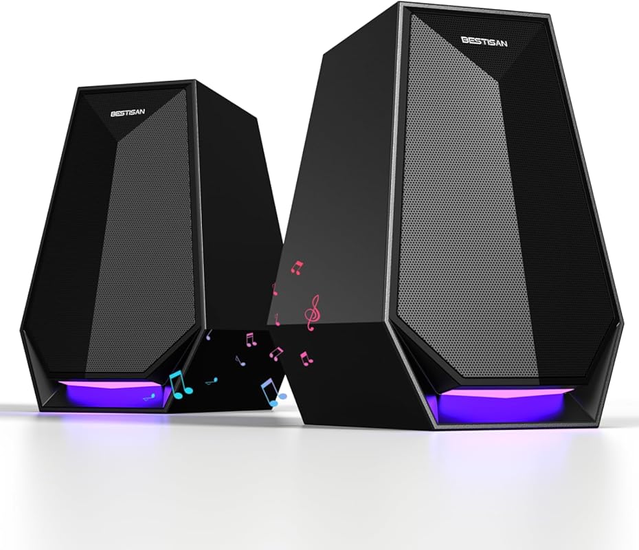 BESTISAN 30W Powered Gaming Speakers with Bluetooth, AUX & Type‑C, 6‑C