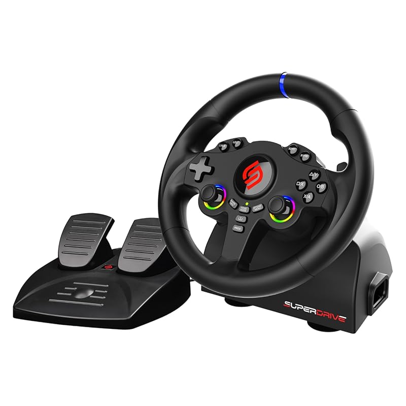 SUBSONIC Superdrive 220 RS-5 22 cm Dual‑Joystick Racing Wheel with Ped
