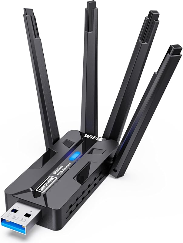 4‑Antenna 8dBi High‑Gain USB WiFi Adapter, 1800Mbps Dual‑Band 5GHz/2.4