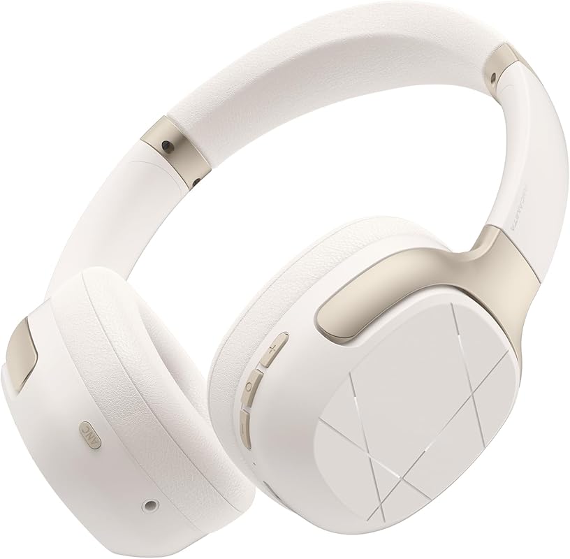 Hybrid Active Noise Cancelling Over‑Ear Bluetooth Headphones, 50 h Playtime, Rotatable Foldable Design, Hi‑Fi Audio, Deep Bass, App EQ, Transparency Mode, Off‑White