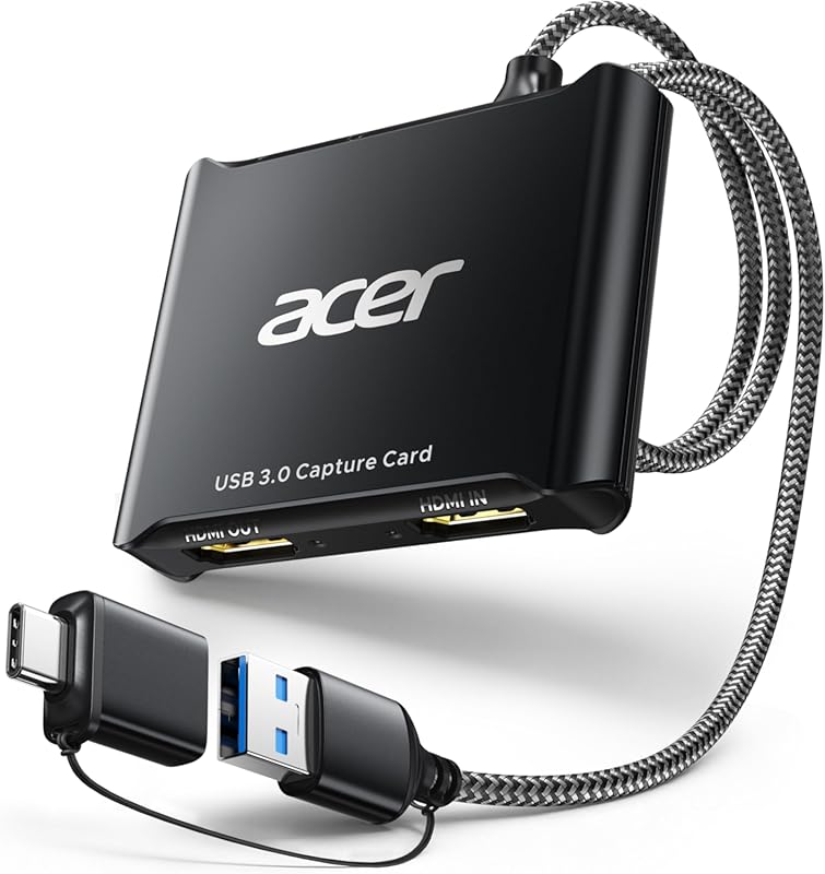 Acer USB 3.0 Video Capture Card – HDMI 4K Loop‑Out, 1080p 60 Hz, USB‑A