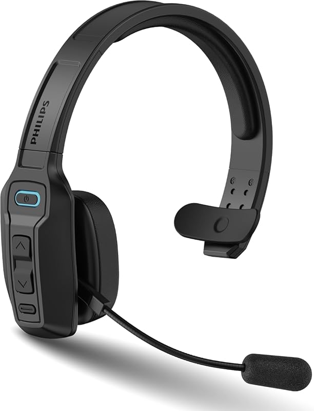 Philips Trucker Bluetooth Headset with AI Noise‑Canceling Mic, Mute Bu