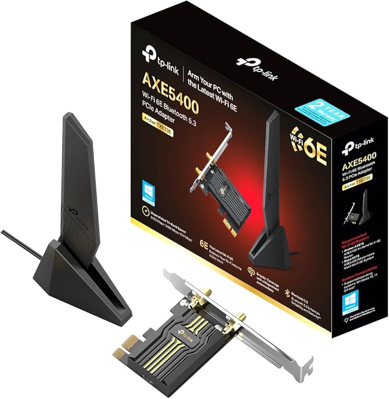 TP-Link Archer TXE73E AX210 Wi‑Fi 6E PCIe Card – Tri‑Band 5.4 Gbps, 6 