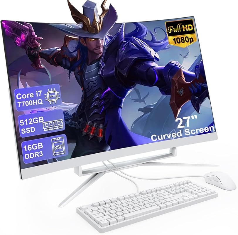 27‑Inch Curved All‑In‑One Desktop with FHD Display, Intel Core i7‑7700