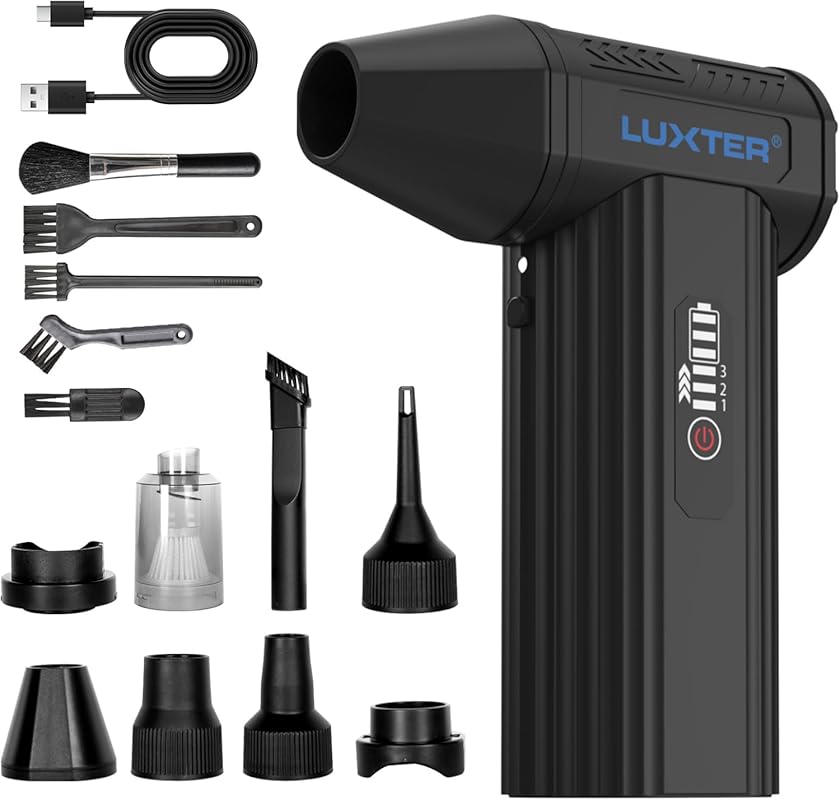 Luxter 2‑in‑1 Air Duster & Vacuum – 130,000 RPM Rechargeable, 3‑Speed