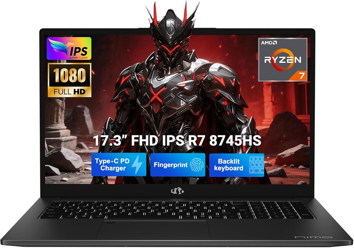 NIMO 17.3" Gaming Laptop, Ryzen 7 8745HS Up to 4.9GHz, 32GB RAM, 1TB S
