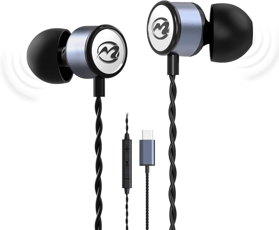 MORMOQUE EP09 In‑Ear USB‑C Earbuds with Hi‑Fi Stereo, Deep Bass, Built‑in Mic, 4.9‑ft Cable, Noise Isolation