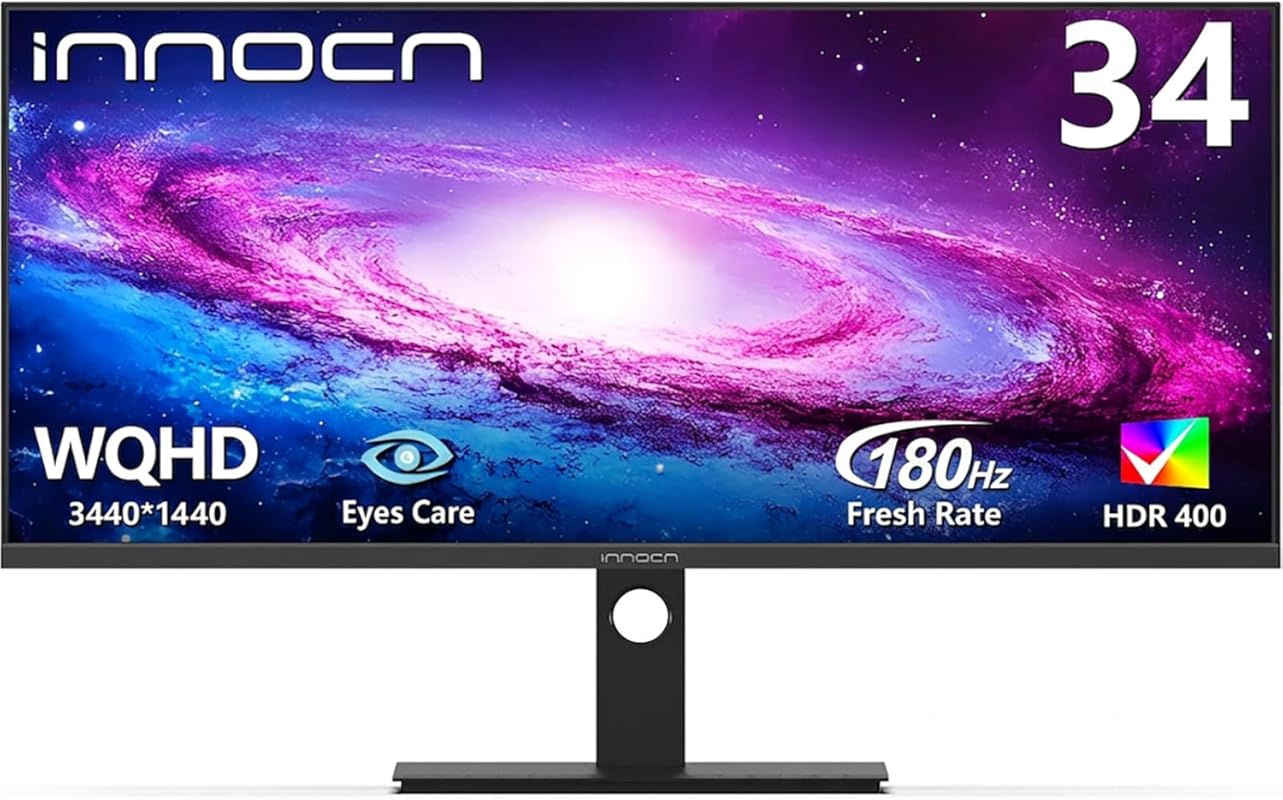 INNOCN 34 Inch Ultrawide WQHD 180Hz IPS Gaming Monitor with HDR