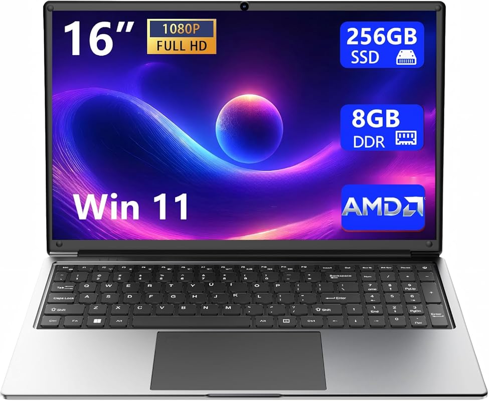 16-inch Laptop, AMD A9-9400, 8GB DDR, 256GB SSD, Radeon R5, 9000mAh Battery