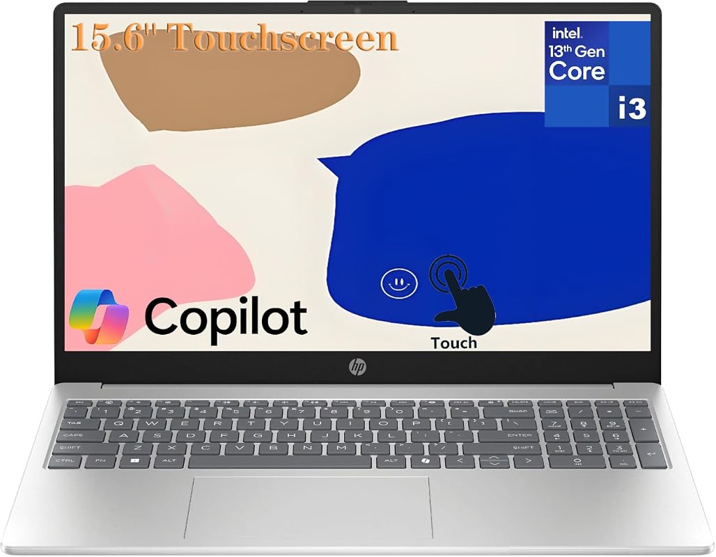 HP 15.6" Touchscreen Laptop, Intel i3-1315U, 8GB RAM, 256GB SSD, Copil