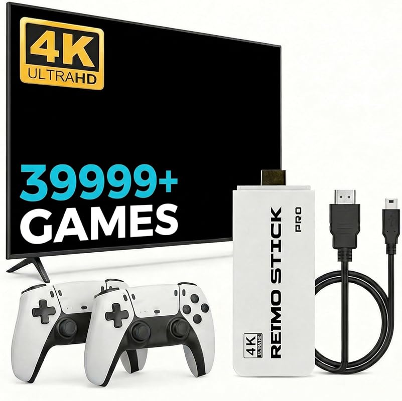 Retro Gaming Console Plug‑Play HDMI Stick, 4K Output, Dual 2.4G Wireles