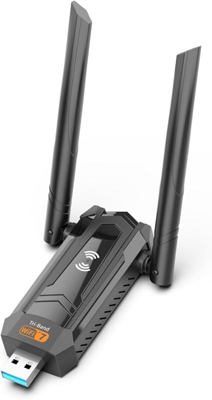 BE6500 Wi‑Fi 7 USB Adapter – 6452 Mbps Tri‑Band, 5 dBi High‑Gain Anten