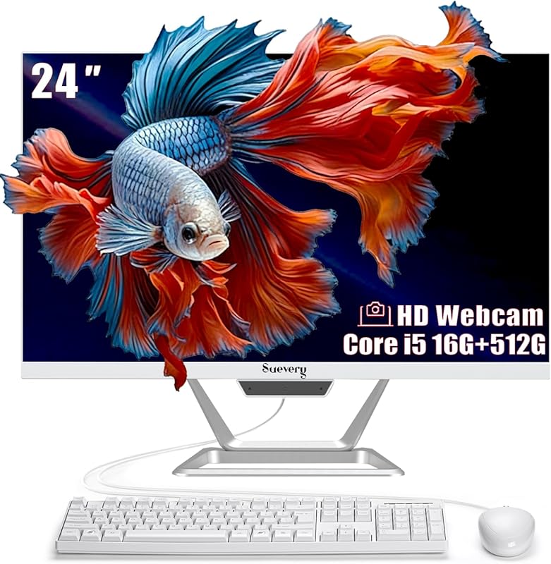 Suevery 23.8‑Inch All‑In‑One Desktop for Home & Office, Intel Core i5,