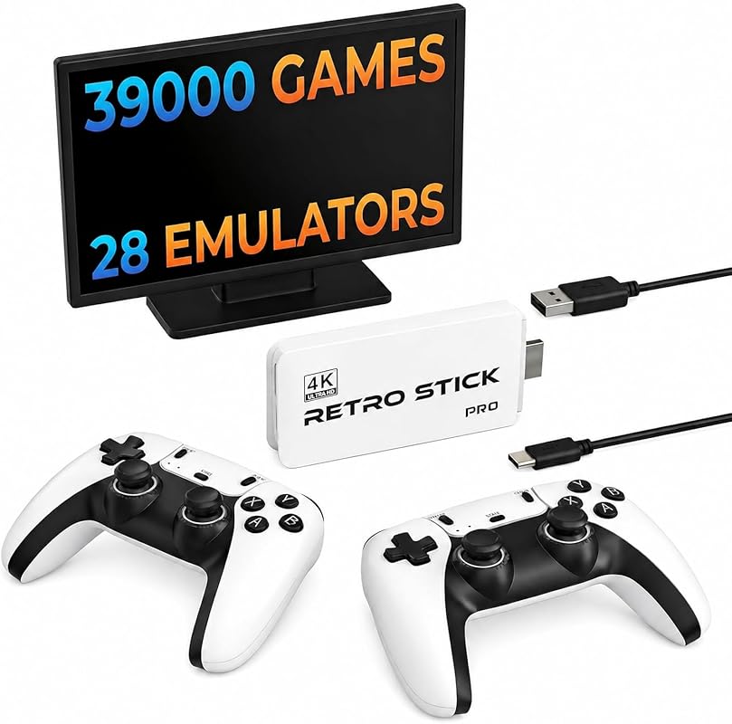 Retro Plug‑and‑Play TV Gaming Console – 39,000 Classic Games, Dual 2.4