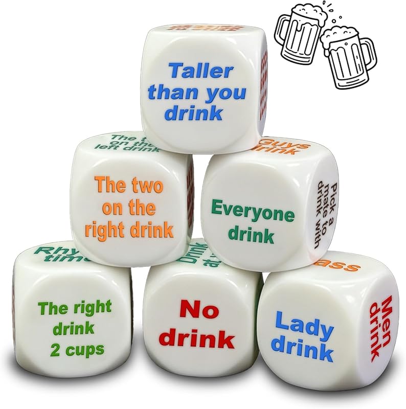 Drinking Game Dice Set of 6 Pieces for Adult Parties and Gatherings
