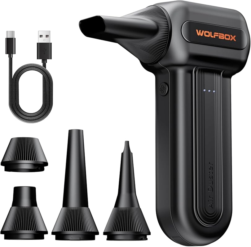 Wolfbox MF60 & MF70 Cordless Air Duster – 110,000 RPM Super Power, 3‑S