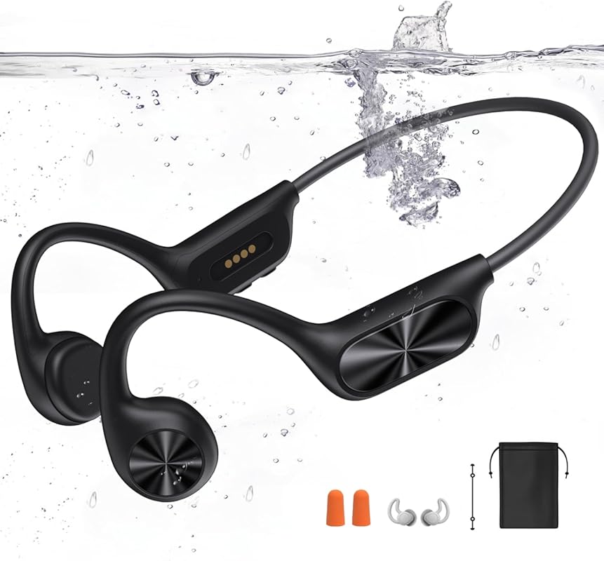 Bone Conduction Swimming Headphones, Bluetooth 5.4, IPX8 Waterproof, 3