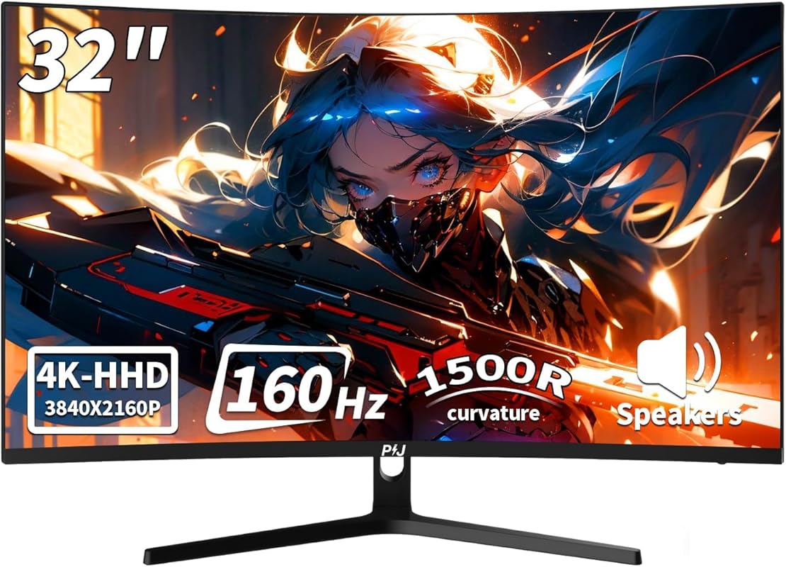 PIJ 32‑Inch Curved 4K Gaming Monitor