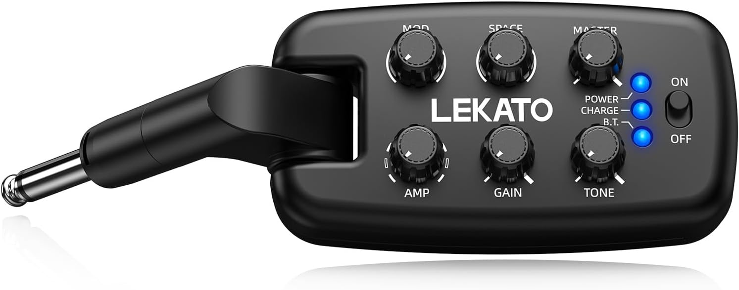 LEKATO PA‑2 Guitar Headphone Amp – Portable Practice Amp with 9 Amp Mo