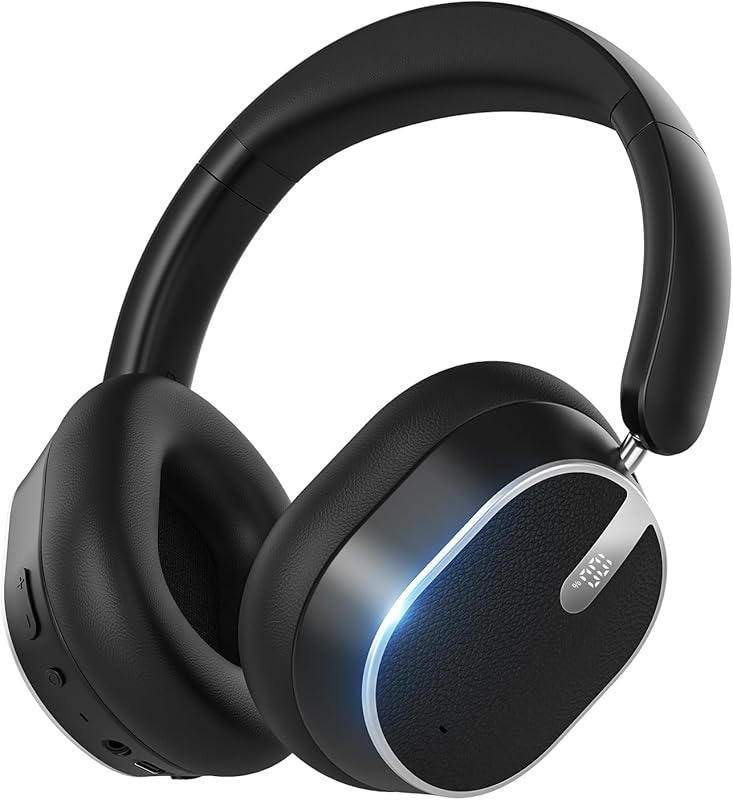 Hybrid ANC Bluetooth 6.0 Over‑Ear Headphones with 60‑Hour Playtime, Hi‑Res Audio, Deep Bass, Memory Foam Cups