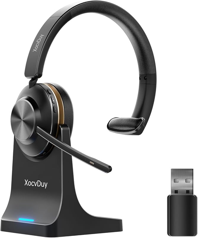 AI Noise Cancelling Bluetooth 5.3 Wireless Headset with Mic, Flip‑Mute