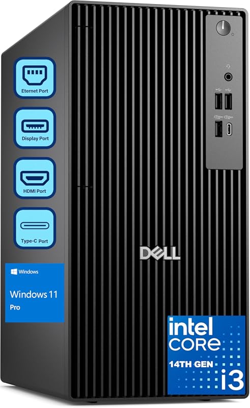 Dell Pro Tower Desktop, 14th Gen Intel i3-14100, 8GB DDR5, 256GB SSD