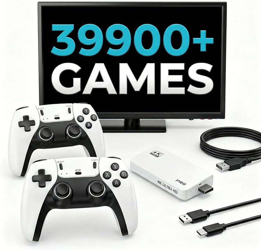Retro Gaming Console Plug&Play 39900+ Games 28 Emulators 4K HDMI Dual