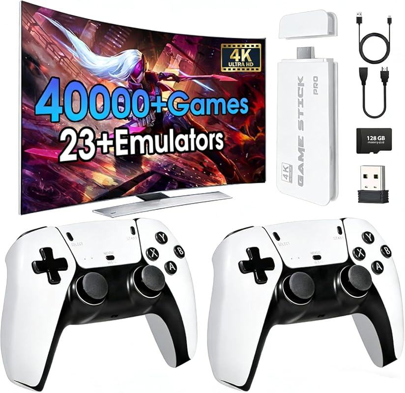2026 Wireless Retro Game Console 40,000+ Games, 23 Emulators, Dual 2.4