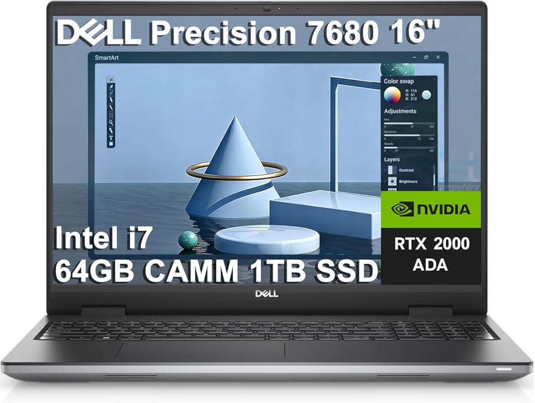 Dell Precision 7680 Mobile Workstation, RTX 2000 Ada 8GB, 16" FHD+, i7