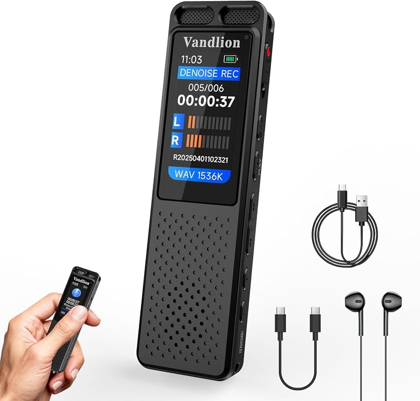 Vandlion Voice Activated Recorder with 100 Hours HD Recording, Noise R