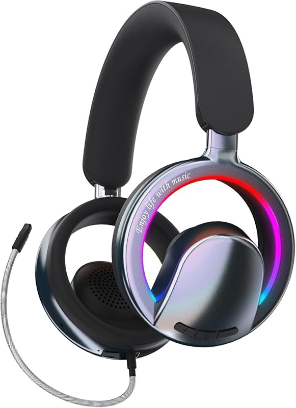 Open Ear Bluetooth Headset with Mic, Light and 3.5mm Wired Option for