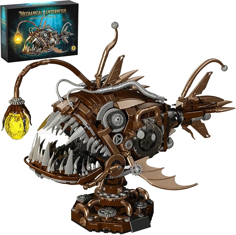 HJPLPXH Steampunk Mechanical Lanternfish Building Kit with 1236 Pieces