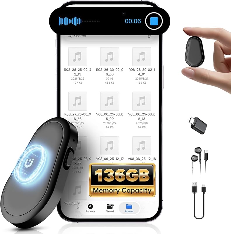Zutiifeu 136GB Magnetic Voice Recorder with DSP5.0 Noise Cancellation,