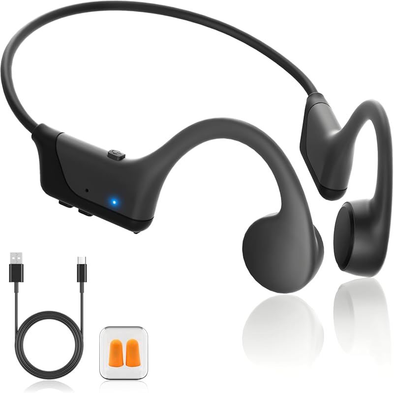 Bone Conduction Open‑Ear Headphones, Bluetooth 5.4, IPX5 Waterproof, 8