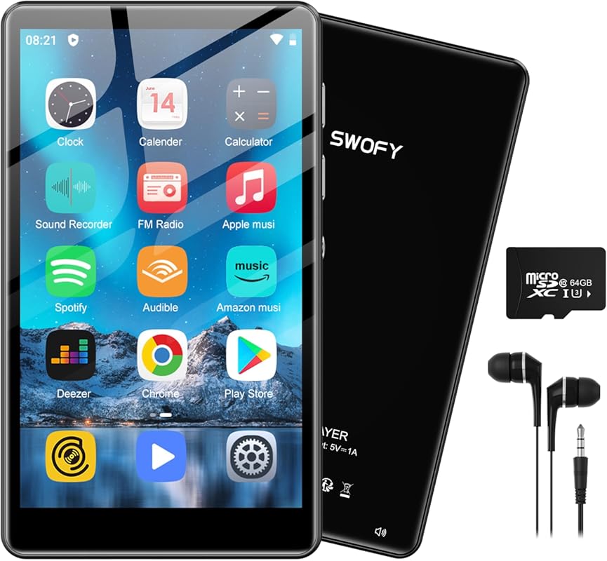 SWOFY M503Pro 80GB MP3 MP4 Player with Bluetooth, Wi‑Fi, 4″ HD Touchsc