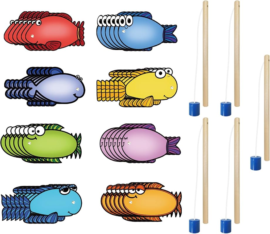 48 Piece Magnetic Fishing Sight Word Game - Dry Erasable Educational C